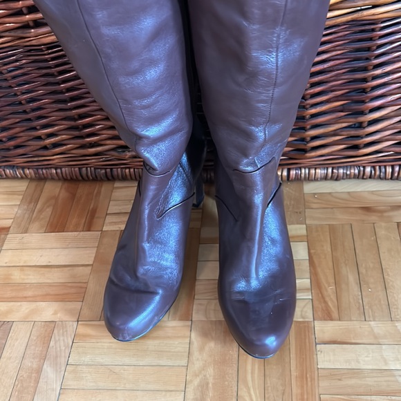NINE WEST brown leather boots size 6M - Picture 3 of 12